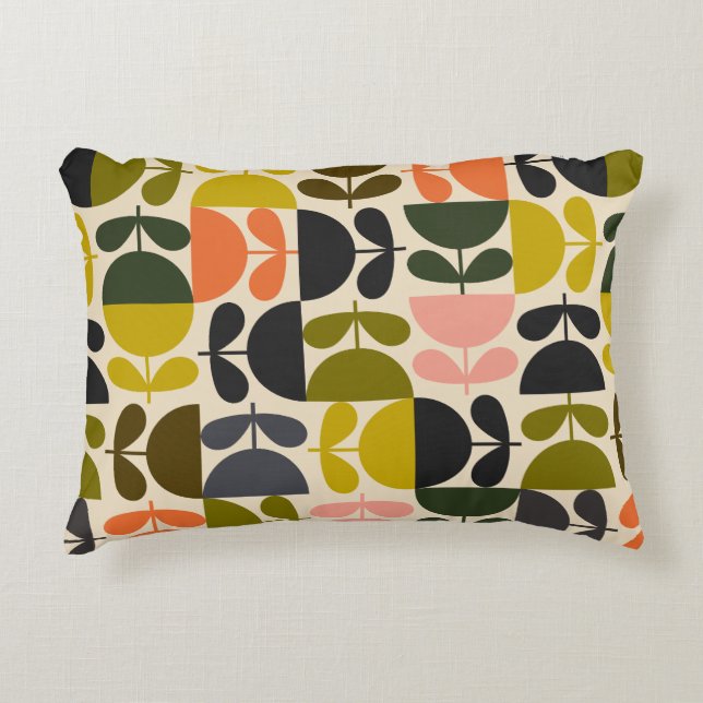 Cojín Decorativo Mid‑century modern- Retro Scandinavian Flowers  (Anverso)