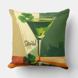 Cojín Decorativo Mid Century Modern Shamrock Martini Sláinte! 