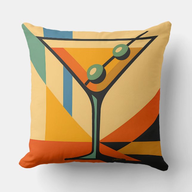 Cojín Decorativo Mid Century Modern Sunrise Bauhaus Martini (Anverso)