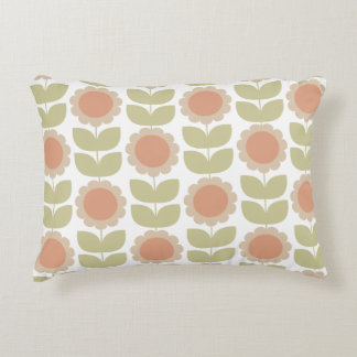 Cojín Decorativo  Mid-Century Pastel Pink Retro Floral Pattern