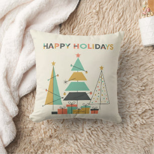 Cojín Decorativo Mid-Century Retro Christmas Trees