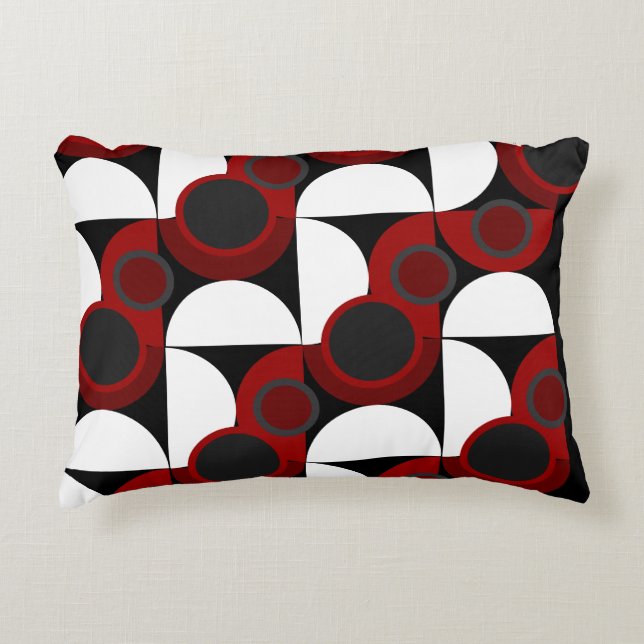 Cojín Decorativo MidCentury Rojo moderno, negro y gris (Anverso)