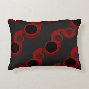 Cojín Decorativo MidCentury Rojo moderno, negro y gris