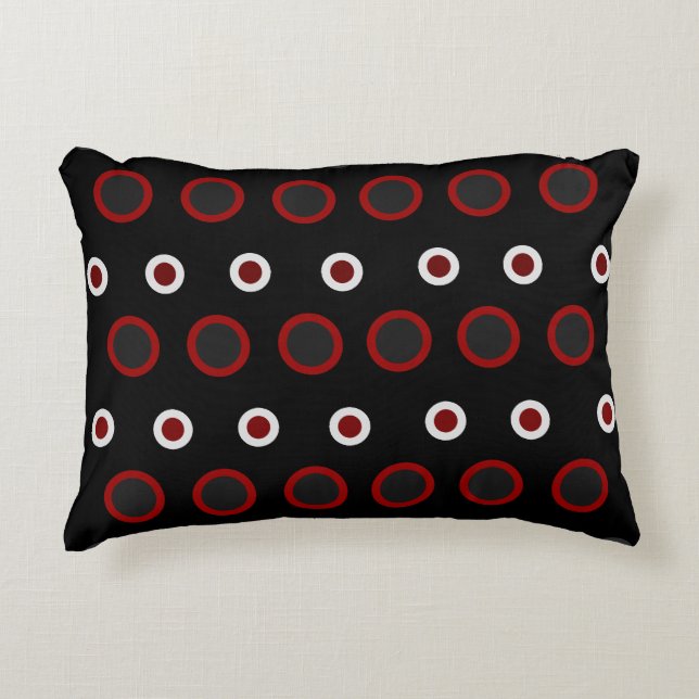 Cojín Decorativo MidCentury Rojo moderno, negro y gris (Anverso)