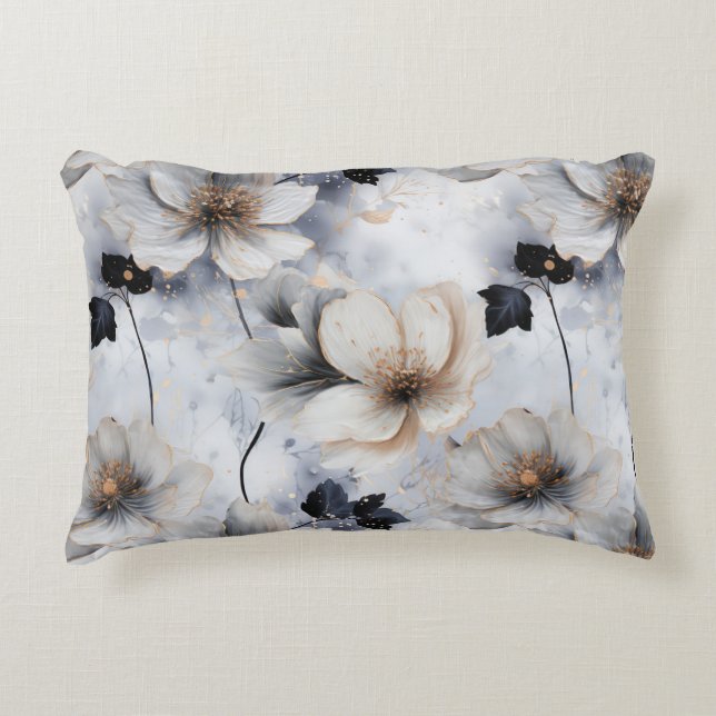 Cojín Decorativo Midnight Bloom Floral – Elegante (Anverso)