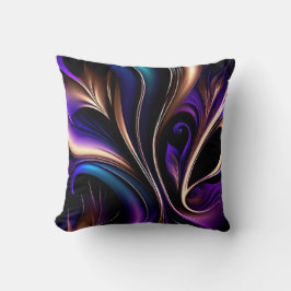 Cojín Decorativo Midnight Bloom - Púrpura Profundo, Turquesa y Abst