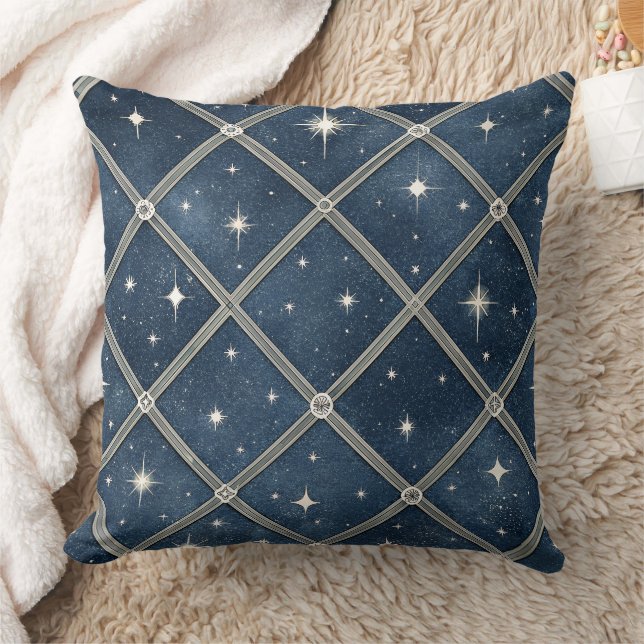 Cojín Decorativo Midnight Blue Diamond Lattice - Starry Night (Manta)