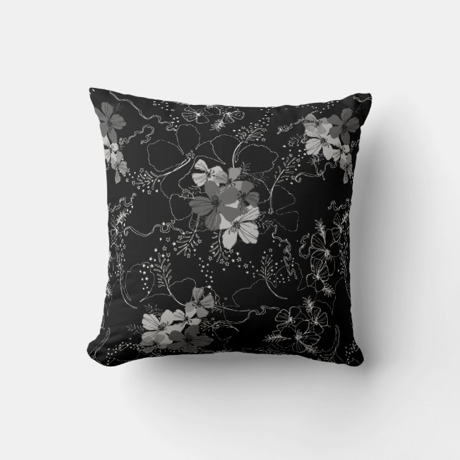 Cojín Decorativo Midnight Garden Hawai Hibiscus Floral (Anverso)