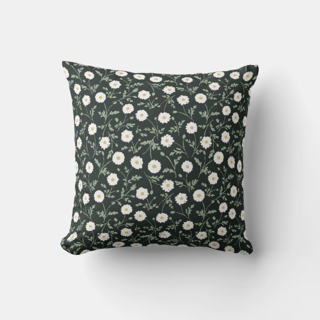 Cojín Decorativo Midnight Garden Modern Farmhouse Daisy Pattern (Anverso)