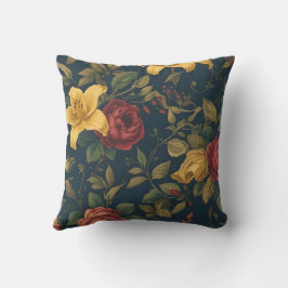 Cojín Decorativo Midnight Victorian Floral – Yellow Lilies & Roses