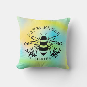 Cojín Decorativo Miel de abeja botánica diseño vintage granja fresc