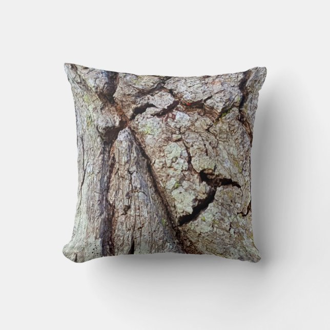 Cojín Decorativo Mighty Oak Tree Bark Rustic Country Nature Photo (Anverso)