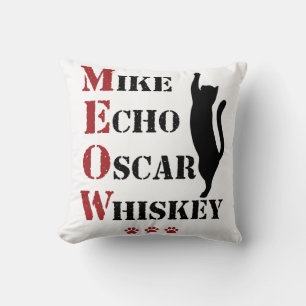 Cojín Decorativo Mike Echo Oscar Whiskey MEOW Cat