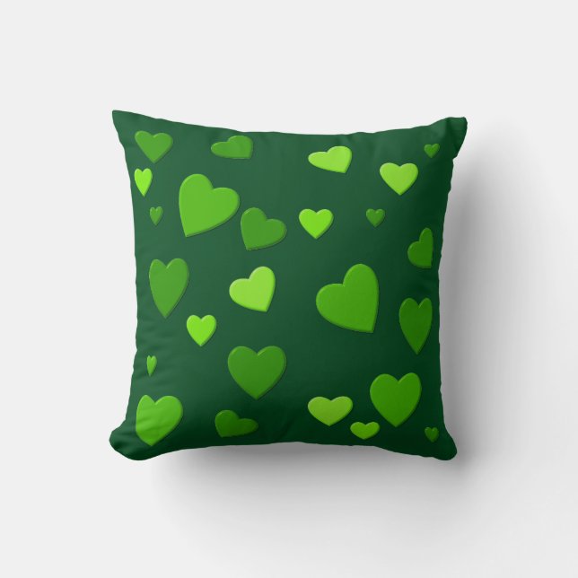 Cojín Decorativo mil corazones verdes para ti (Anverso)