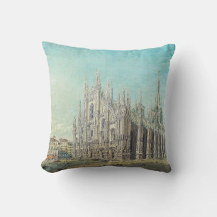 Cojín Decorativo Milán Piazza del Duomo años 1850 por Carlo Bossoli