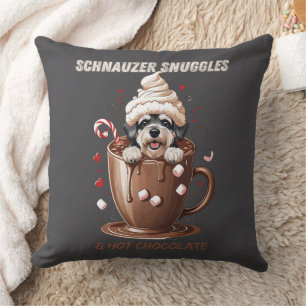 Cojín Decorativo Mimos de Schnauzer y Chocolate Caliente