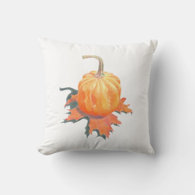 Cojín Decorativo Mini Calabaza en hoja de roble (Anverso)