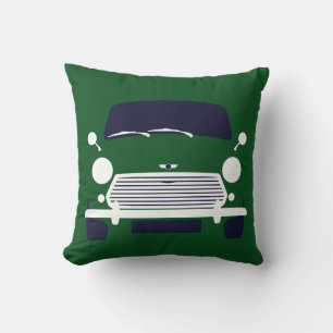 Cojín Decorativo Mini coche verde de la Carreras británica clásica