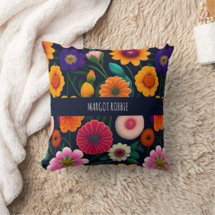 Cojín Decorativo Mini Flores Exóticas Patrón Arcoiris