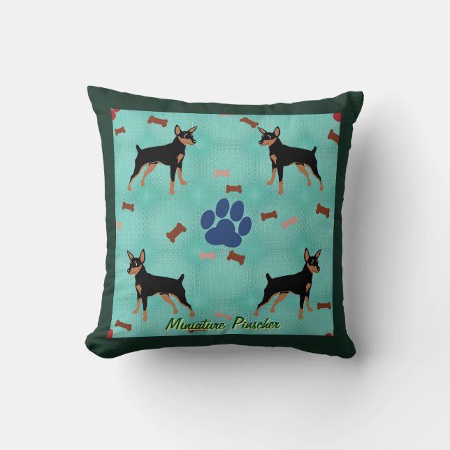 Cojín Decorativo Miniatura personalizado Pinscher (Anverso)