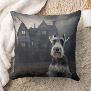 Cojín Decorativo Miniature Schnauzer Halloween Aterrador