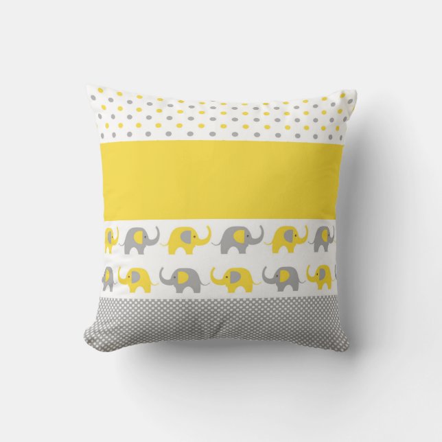 Cojín Decorativo Minielefante amarillo y gris (Anverso)