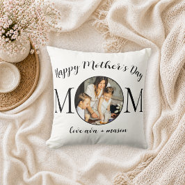 Cojín Decorativo Mínima Foto de Día de la Madre con Letra Negra par
