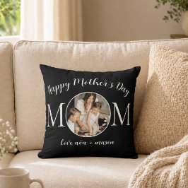 Cojín Decorativo Mínima Manta de Foto del Día de la Madre con Letra