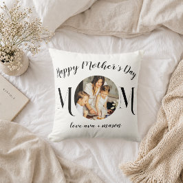 Cojín Decorativo Mínima Manta de Foto del Día de la Madre con Letra