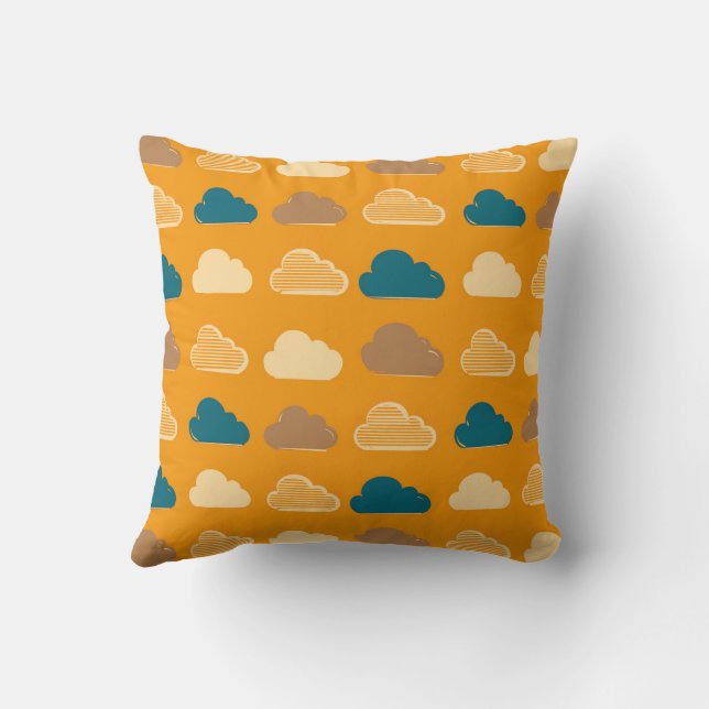 Cojín Decorativo Minimal Clouds Pattern – Orange Sky Vibes (Reverso)