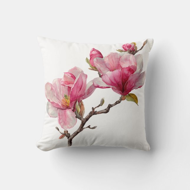 Cojín Decorativo Minimal Magnolia Branch Pillow Cover,  (Anverso)