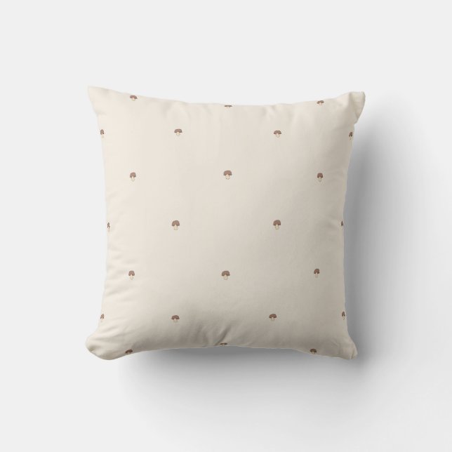 Cojín Decorativo Minimal Mushroom Pattern Pillow – Light Background (Anverso)