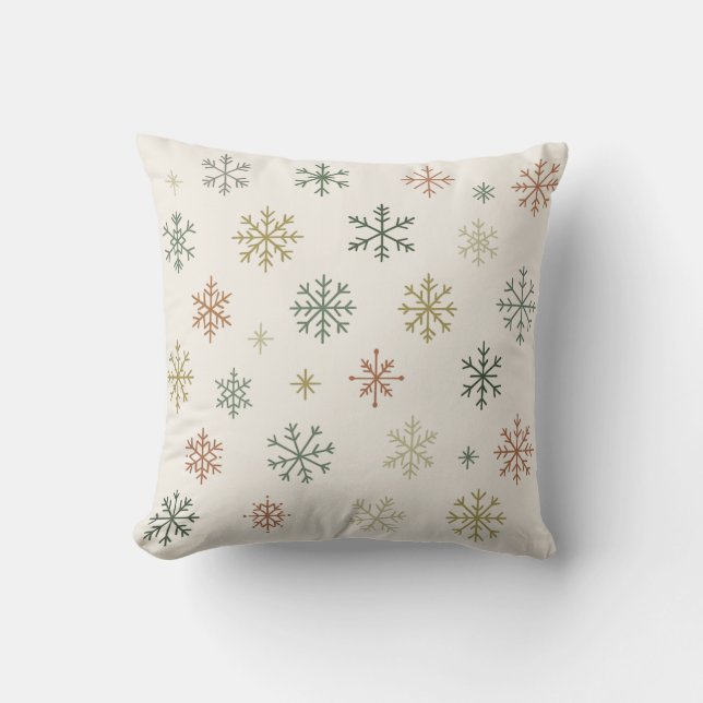 Cojín Decorativo Minimal Snowflakes Seamless Pattern (Anverso)