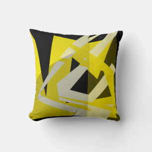 Cojín Decorativo Minimalismo Resumen Patrón de arte Negro Amarillo