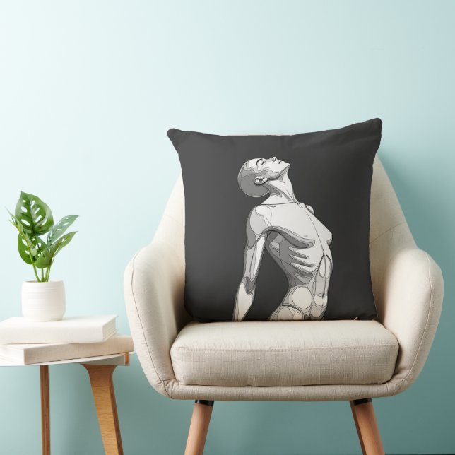 Cojín Decorativo Minimalist Android Female - Modern Throw Pillow (Silla)