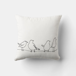 Cojín Decorativo Minimalist Birds on a Wire Line Art on Throw Pillo