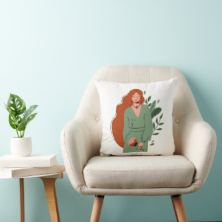 Cojín Decorativo Minimalist Boho Woman Illustration PilThrow Pillow