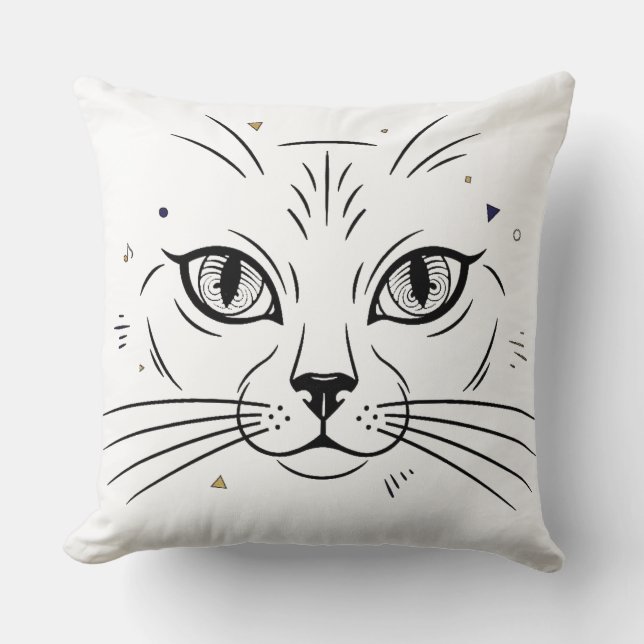 Cojín Decorativo minimalist cat face line art  (Anverso)