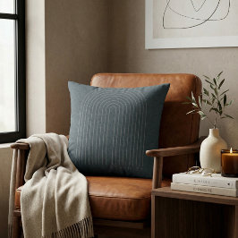 Cojín Decorativo Minimalist Charcoal Blue Arch Line Art Quiet Luxur