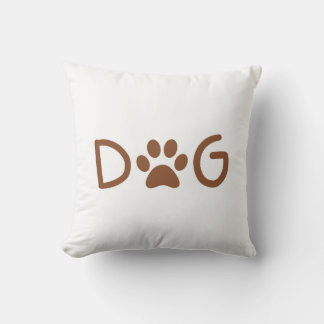 Cojín Decorativo Minimalist "DOG" Typography Throw Pillow with Paw 