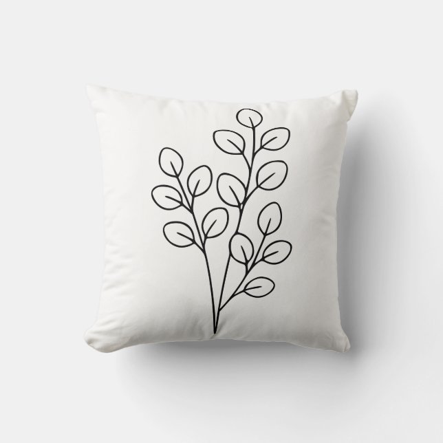 Cojín Decorativo Minimalist Eucalyptus Botanical Line Art (Anverso)