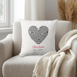 Cojín Decorativo Minimalist Heart Fingerprint Personalized Name