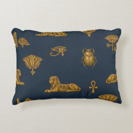 Cojín Decorativo Minimalist Navy & Antique Gold Egyptian Pattern