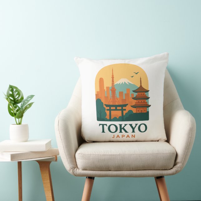 Cojín Decorativo Minimalist Tokyo Travel Throw Pillow – Modern  (Silla)