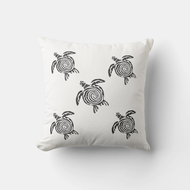 Cojín Decorativo Minimalist Turtle Throw Pillow – 16x16 Modern Sea  (Anverso)