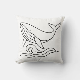 Cojín Decorativo Minimalist Whale Line Art – Ocean Animal