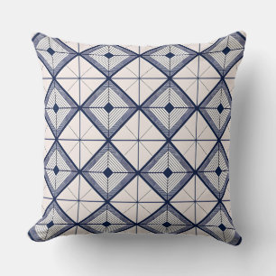 Cojín Decorativo Minimalista azul marino y diamante geométrico blan