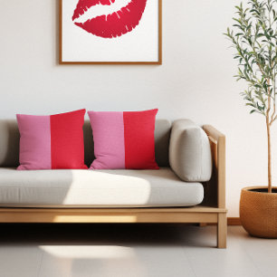 Cojín Decorativo Minimalista bloque de color rosa y rojo en dos ton