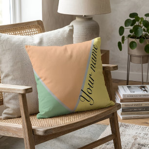 Cojín Decorativo Minimalista Bloque de Color Sage y Melocotón con N