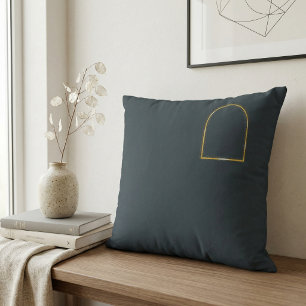 Cojín Decorativo Minimalista Gris Carbón Mate Oro Arco Silencio Luj